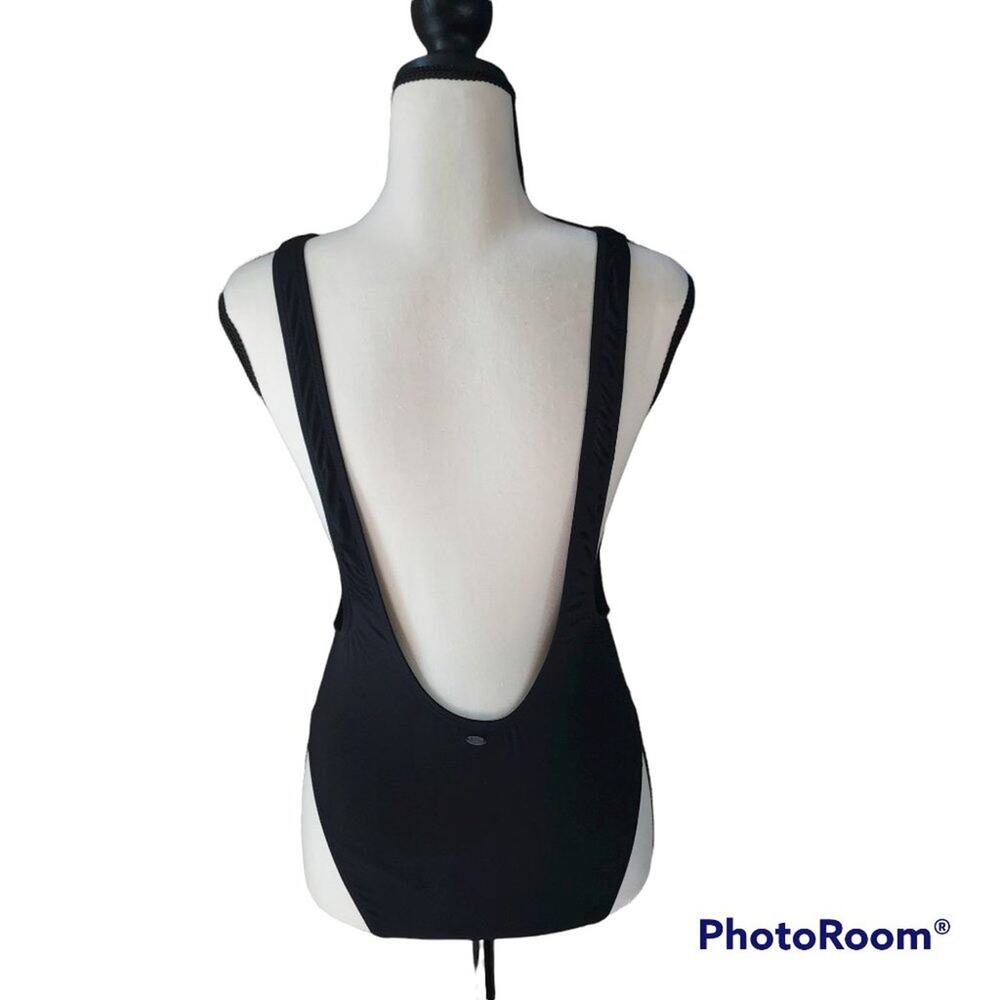 Envya Beach Babe High Leg Black Gold Sexy One Piece Swimsuit Size Small NWT - Picture 4 of 7